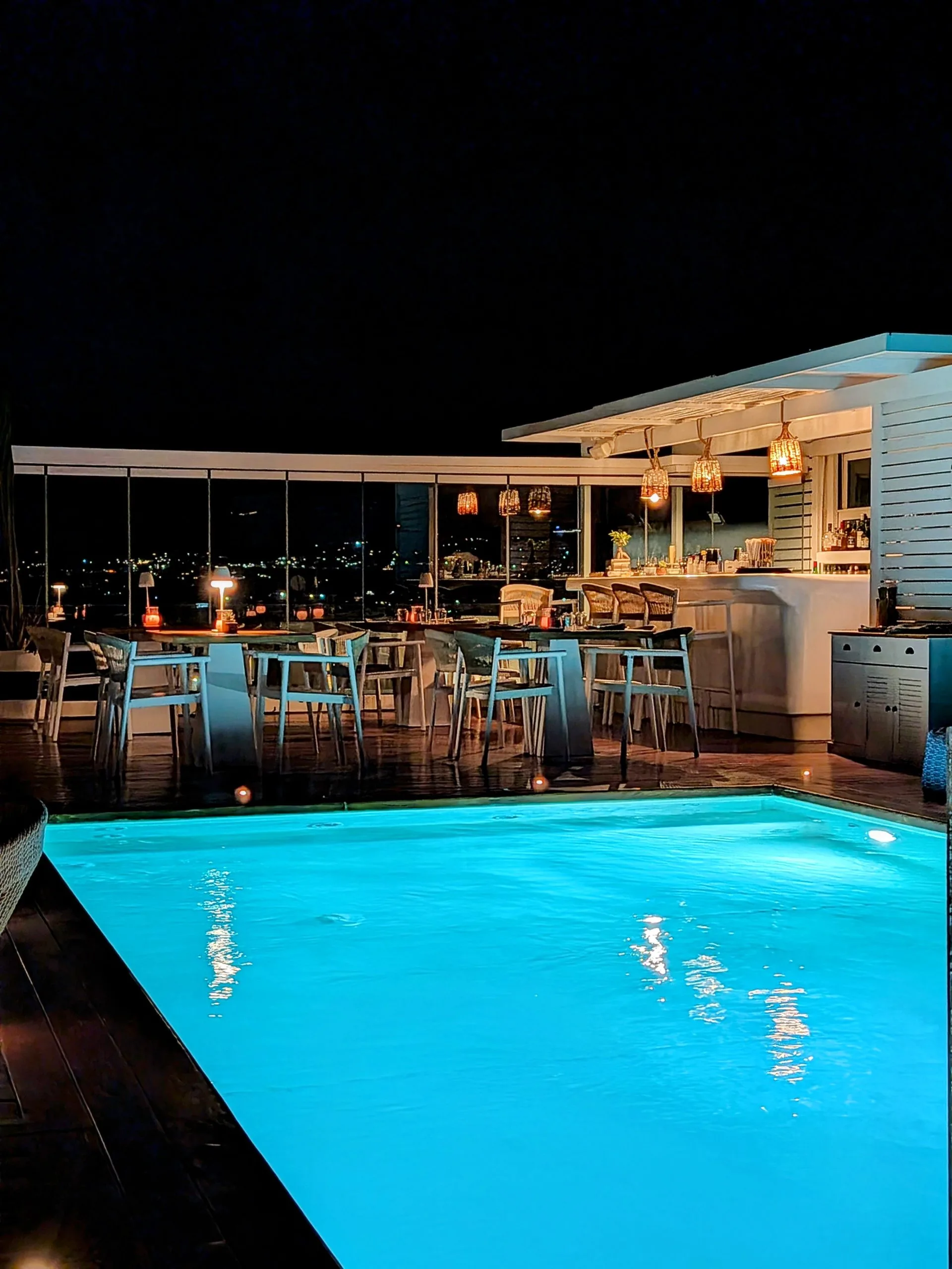 Elegant hotel restaurant with panoramic views